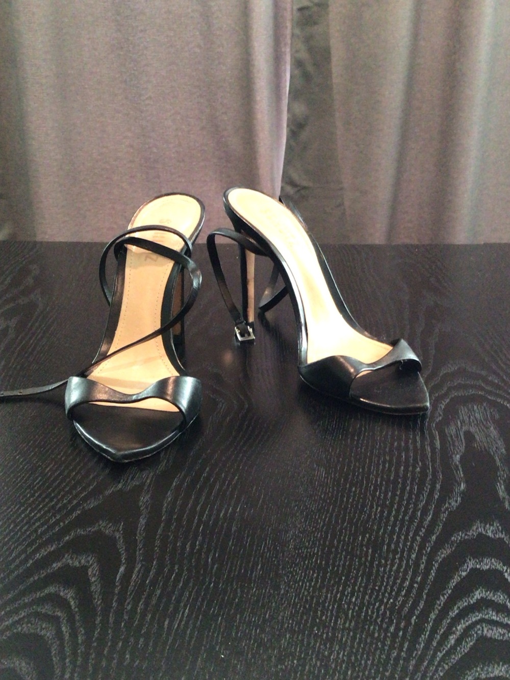SCHUTZ Black Patent Strappy Stiletto Sandals
